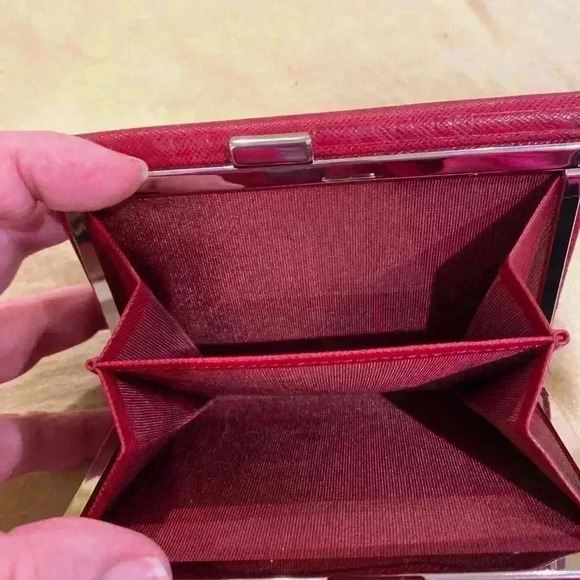 Burberry Red Embossed Check Leather Wallet - Picture 6 of 9